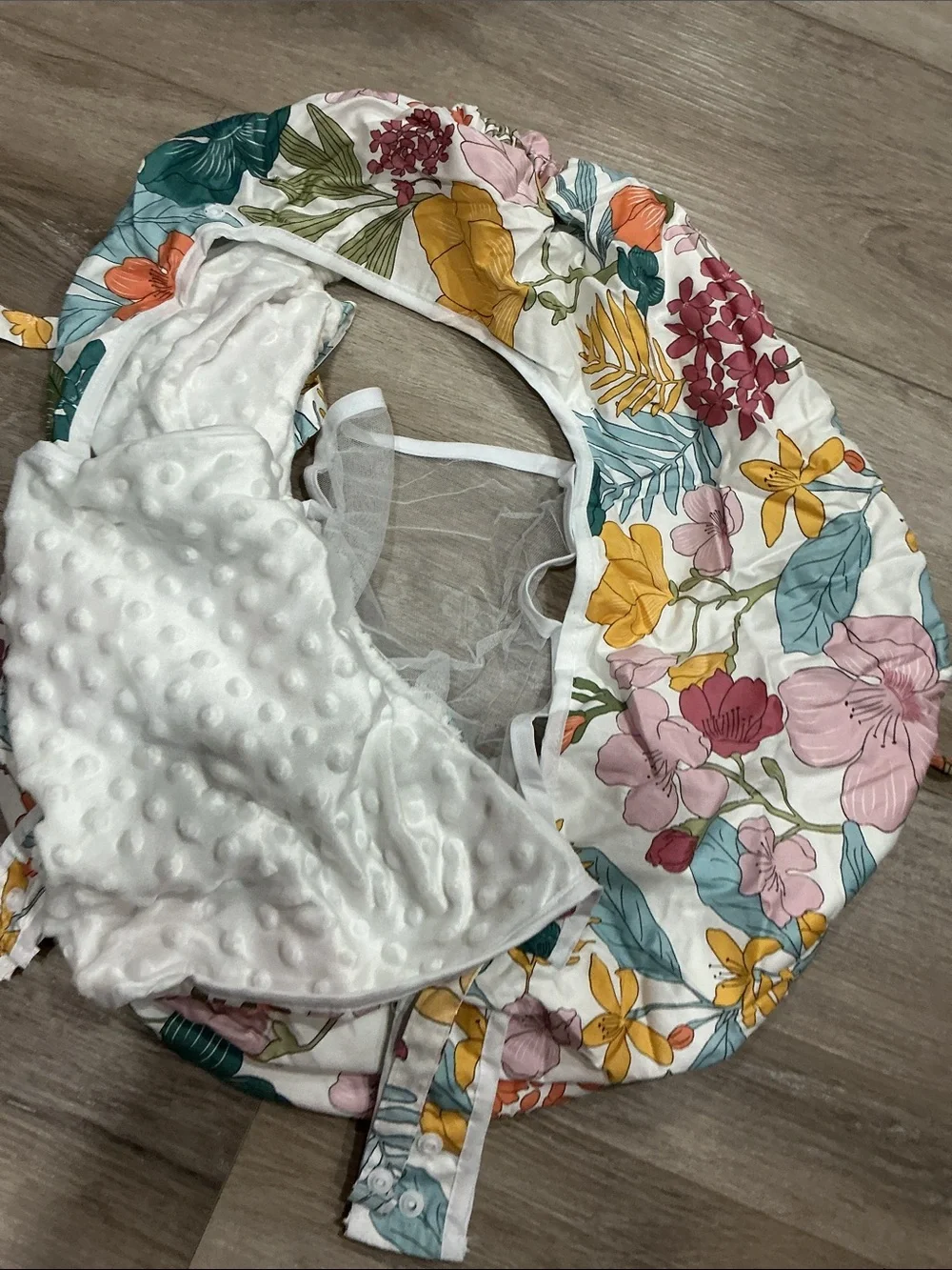 Floral Baby Car Seat Cover - White & Multicolor